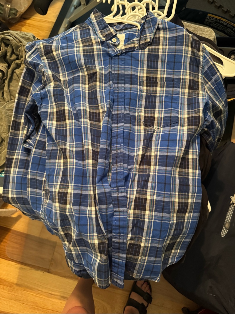 Aeropostale Blue and White Plaid Button-Down Shirt